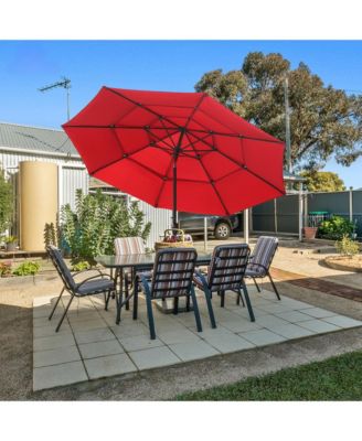 10 ft 3-Tier Outdoor Patio Market Umbrella with Double Air Vent and Push Button Tilt