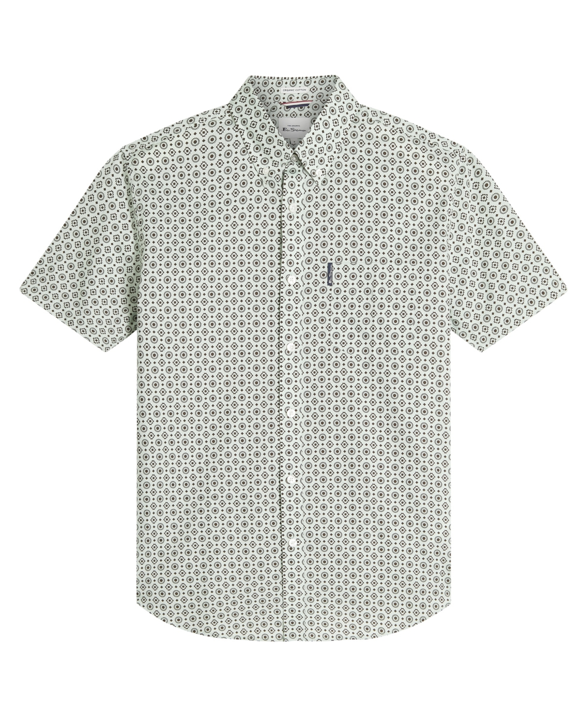 Ben Sherman Men's Block Geo Print Short Sleeve Shirt In Light Green