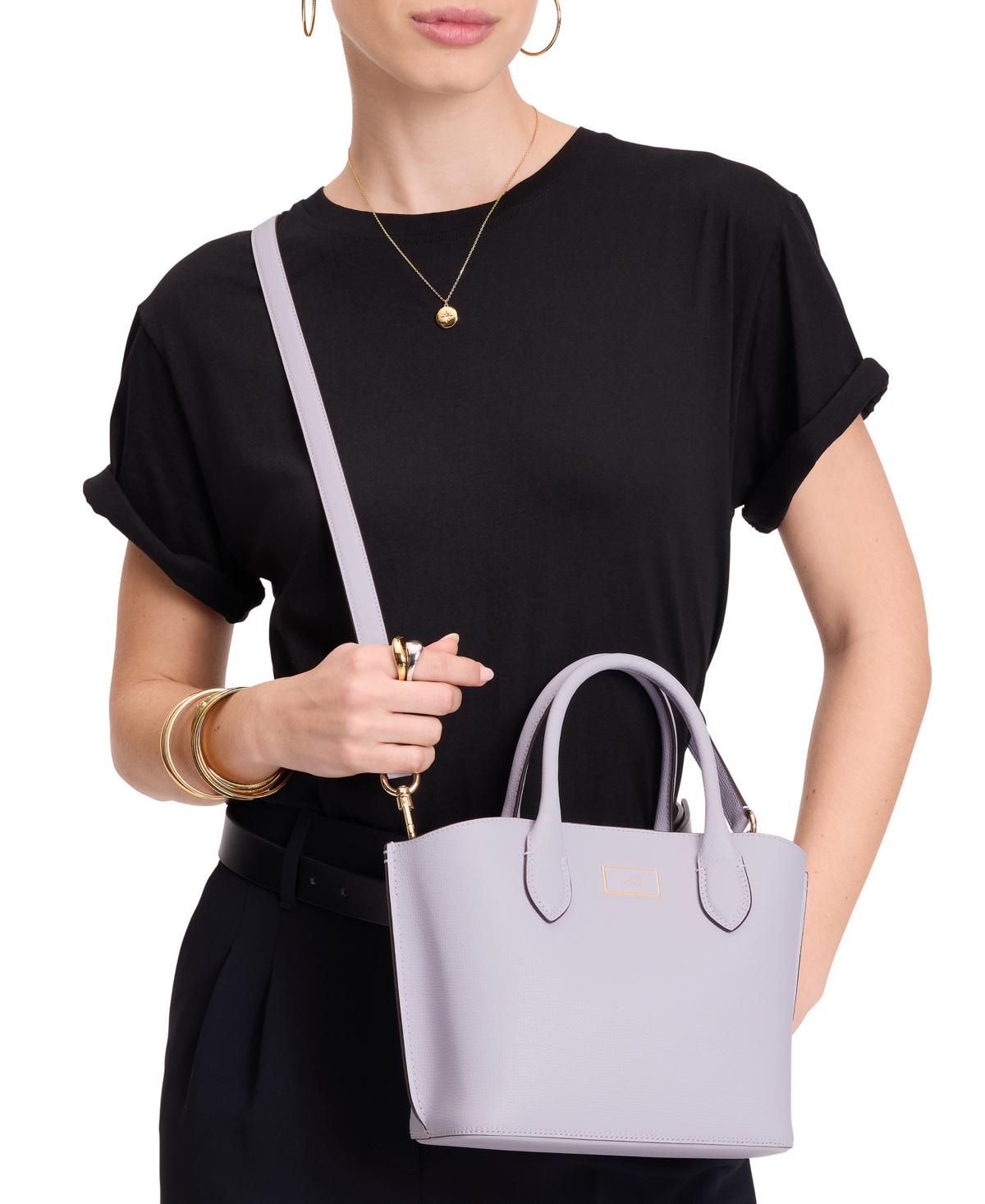 Suite Leather Crossbody Tote Bag - Lavender Cream