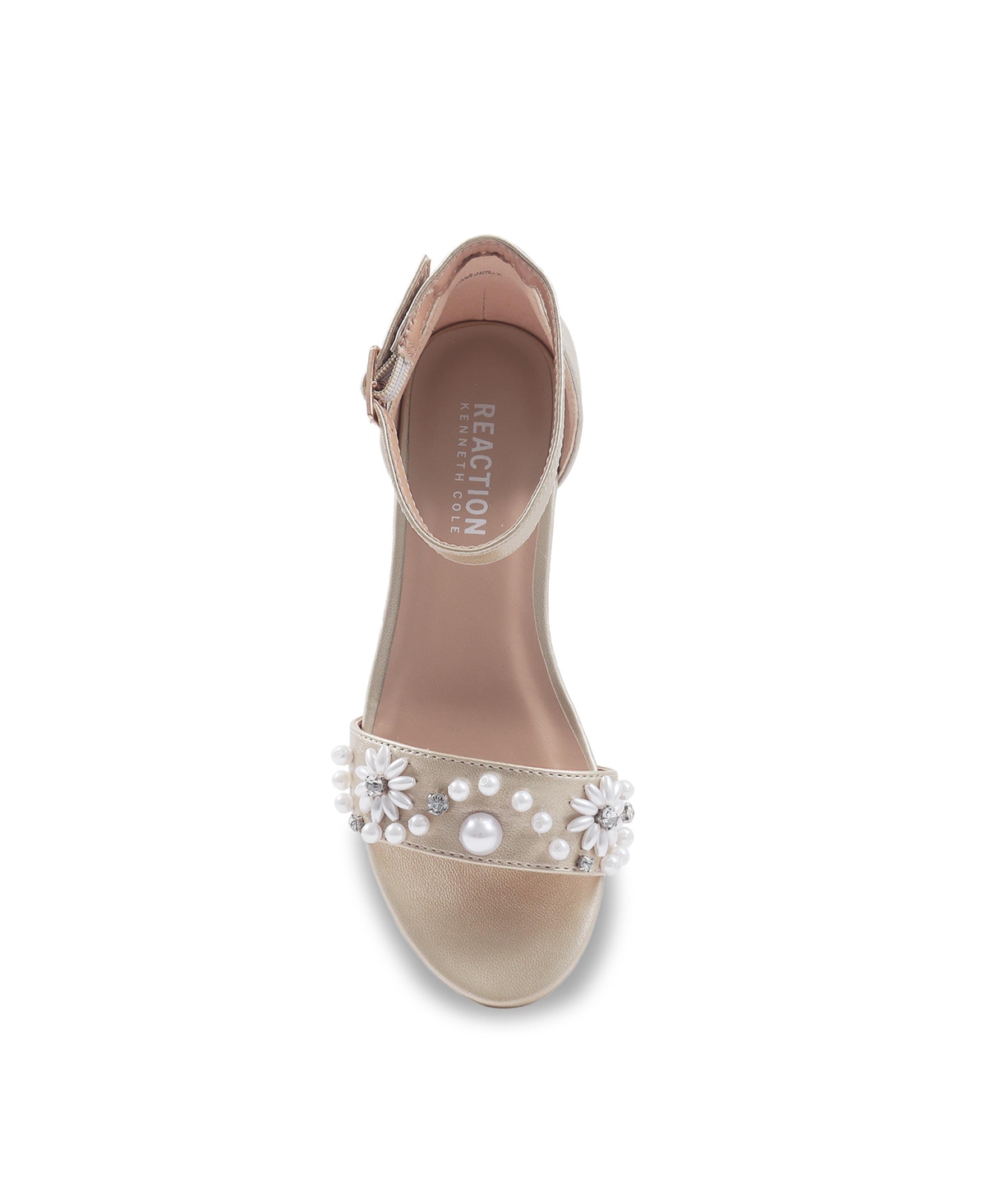 Kenneth Cole Reaction Little And Big Girls Cultivated Pearl Farah Heel Sandal In Gold