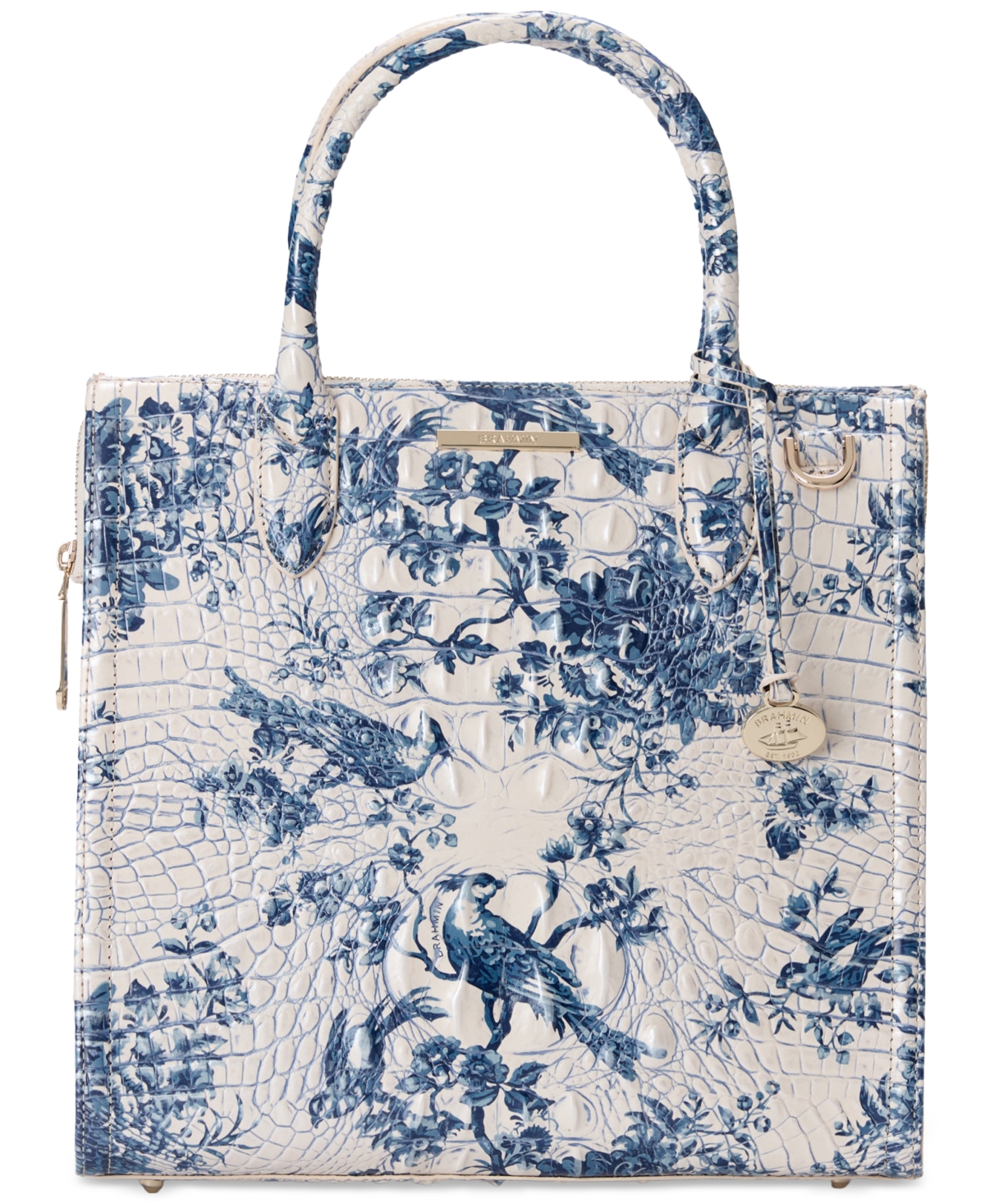Caroline Melbourne Embossed Leather Satchel - Songbird
