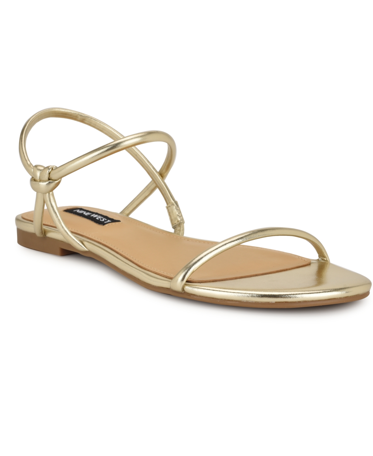 Shop Nine West Women's Maizy Strappy Flat Slip-on Sandals In Gold