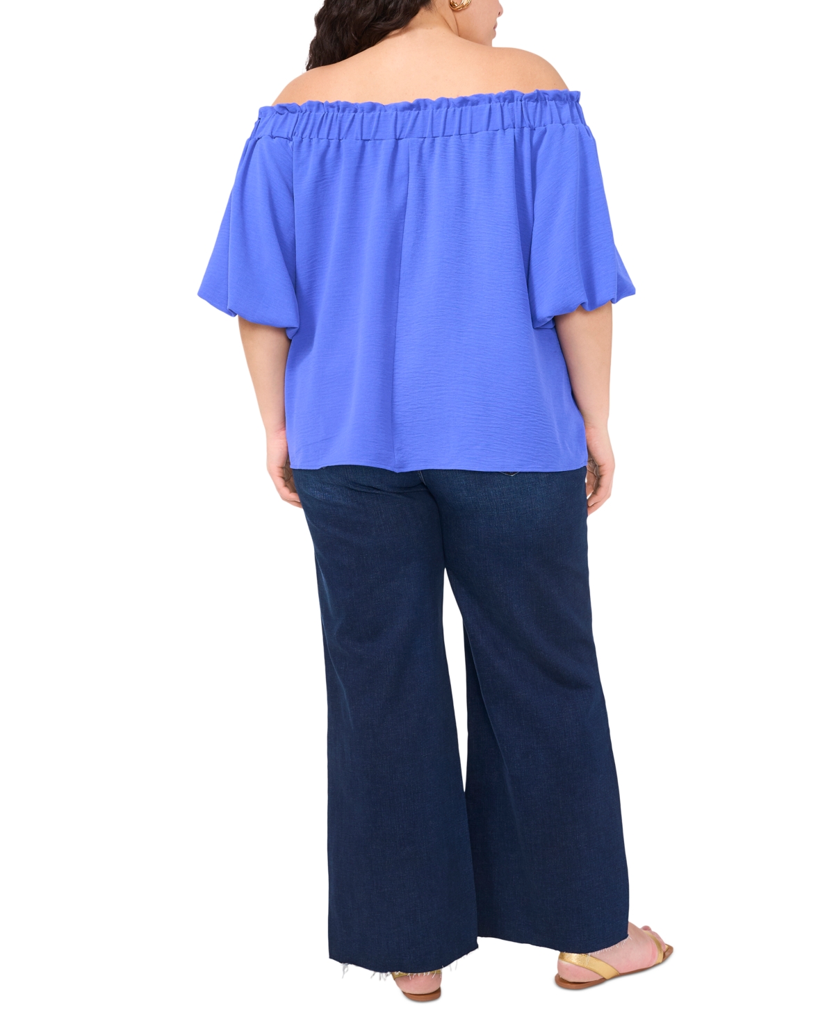 VINCE CAMUTO PLUS SIZE OFF-THE-SHOULDER PUFF-SLEEVE TOP 
