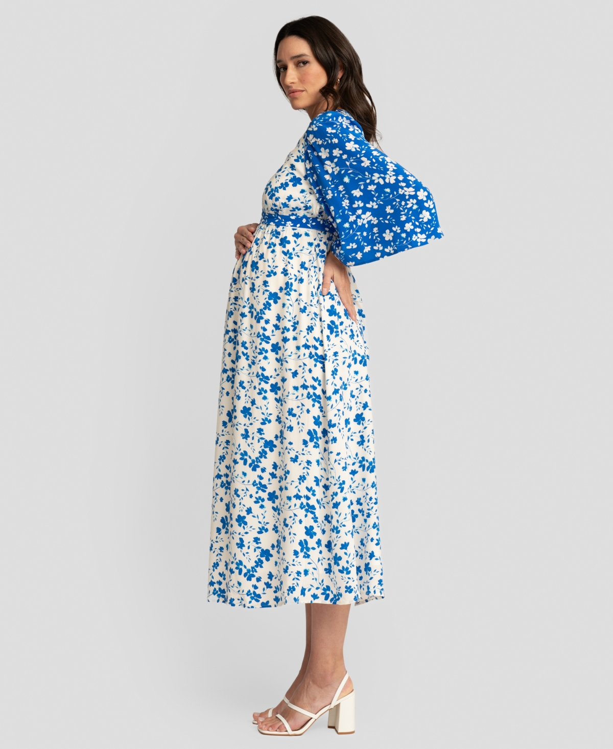 Shop Seraphine Women's Maternity Flounce Sleeve Dress In Floral Print