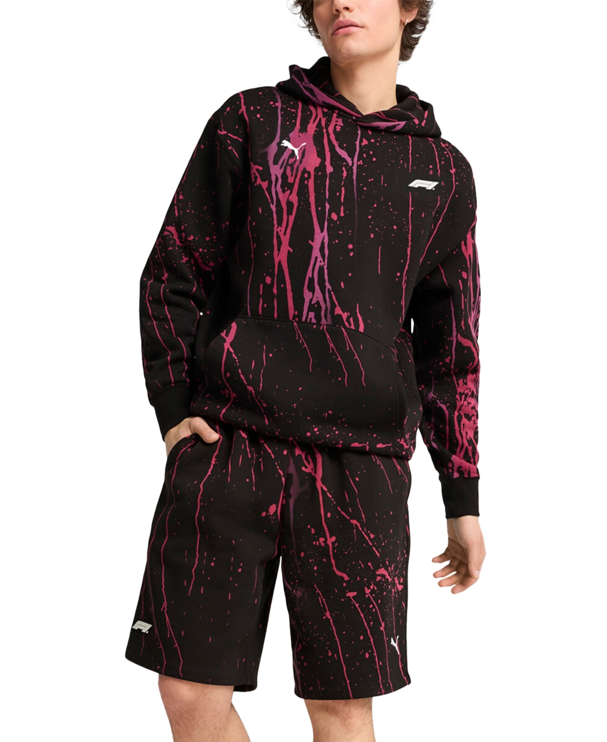 Puma X F1 Men's Splatter Paint Logo Shorts In  Black