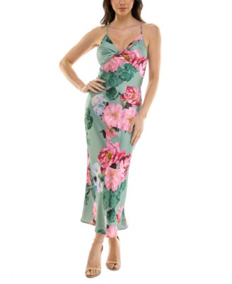 KATIA RAE - Women's Floral Satin Twist-Front Cutout Dress