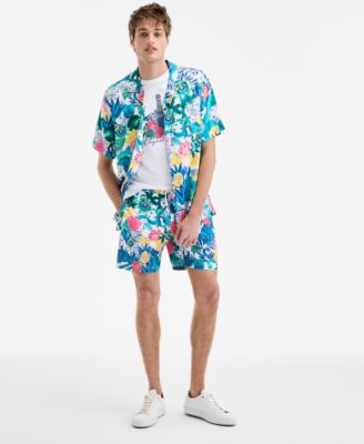 Original Penguin Mens Floral Shirt Shorts Graphic T Shirt