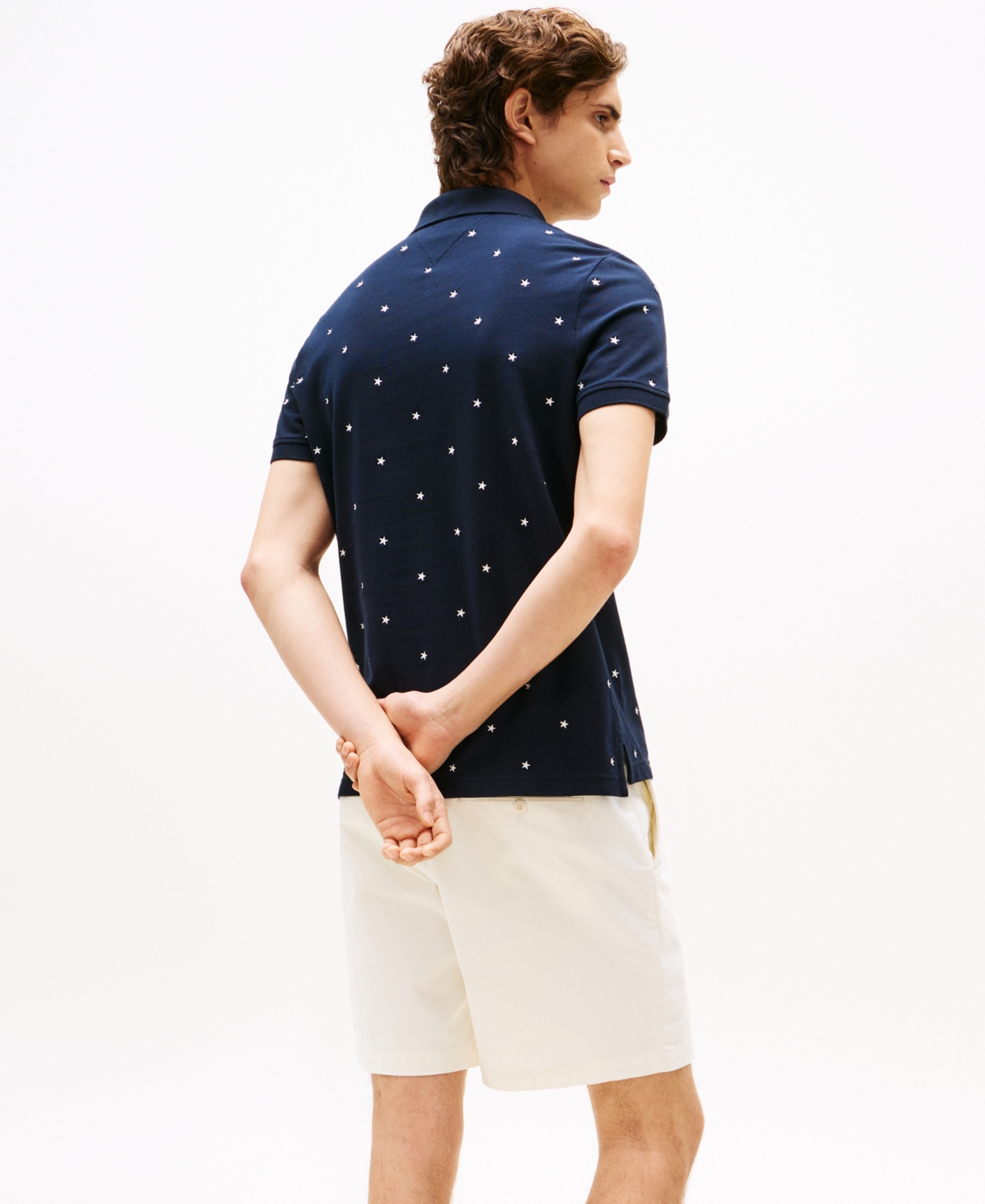 Tommy Hilfiger Men's All Over Star Print Polo Shirt In Blue