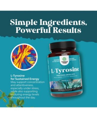 L-Tyrosine Capsule, High Strength L-Tyrosine Supplement for Mental Energy, Mood, Focus, Attention & Cognition, 240ct