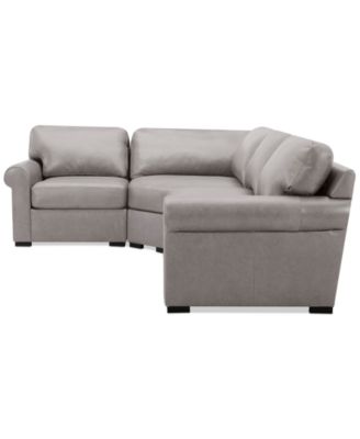 Radley Roll Arm 117" 4-Pc. Leather Wedge Corner L Sectional