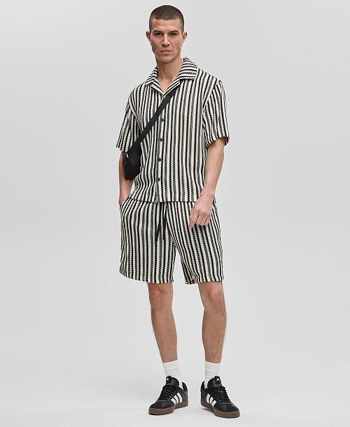 alfani Mode of One Men's Relaxed-Fit Vertical-Stripe Button-Up Shirt & Shorts Exclusively at Macy's Men's Fashion & Accessories