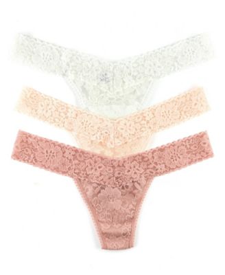Women's Daily Lace Low Rise Thong Underwear 3 Pack