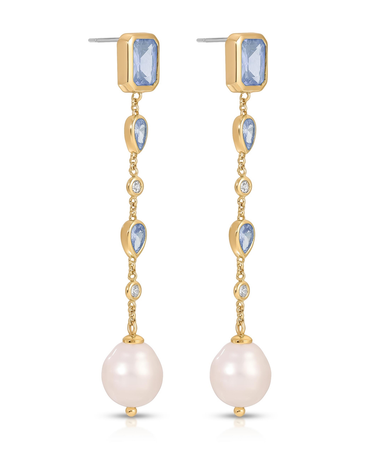 Ettika Gleaming Cubic Zirconia Linear Earrings In Blue