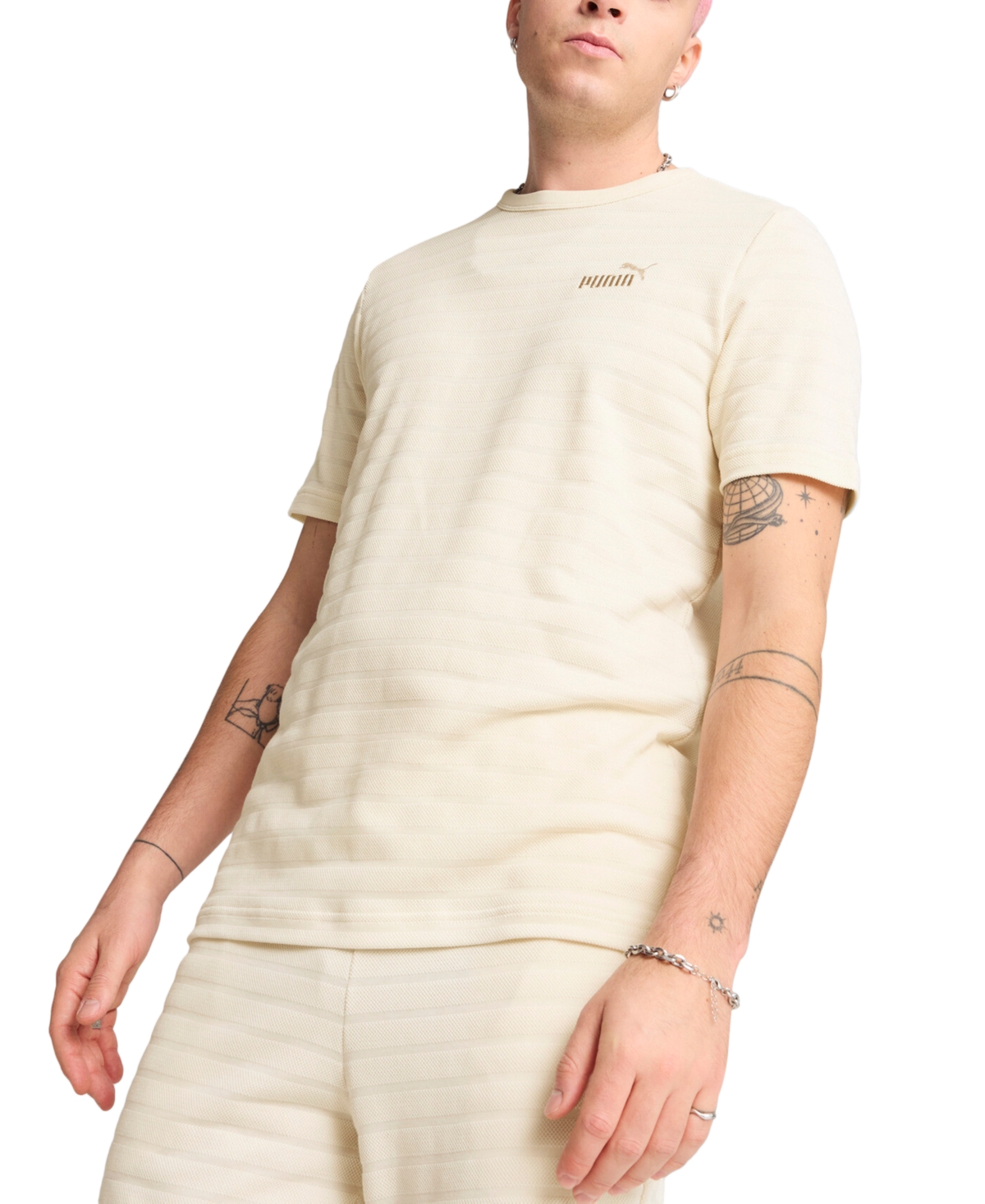 Puma Men's Ess Elevated Regular-fit Textured Stripe T-shirt