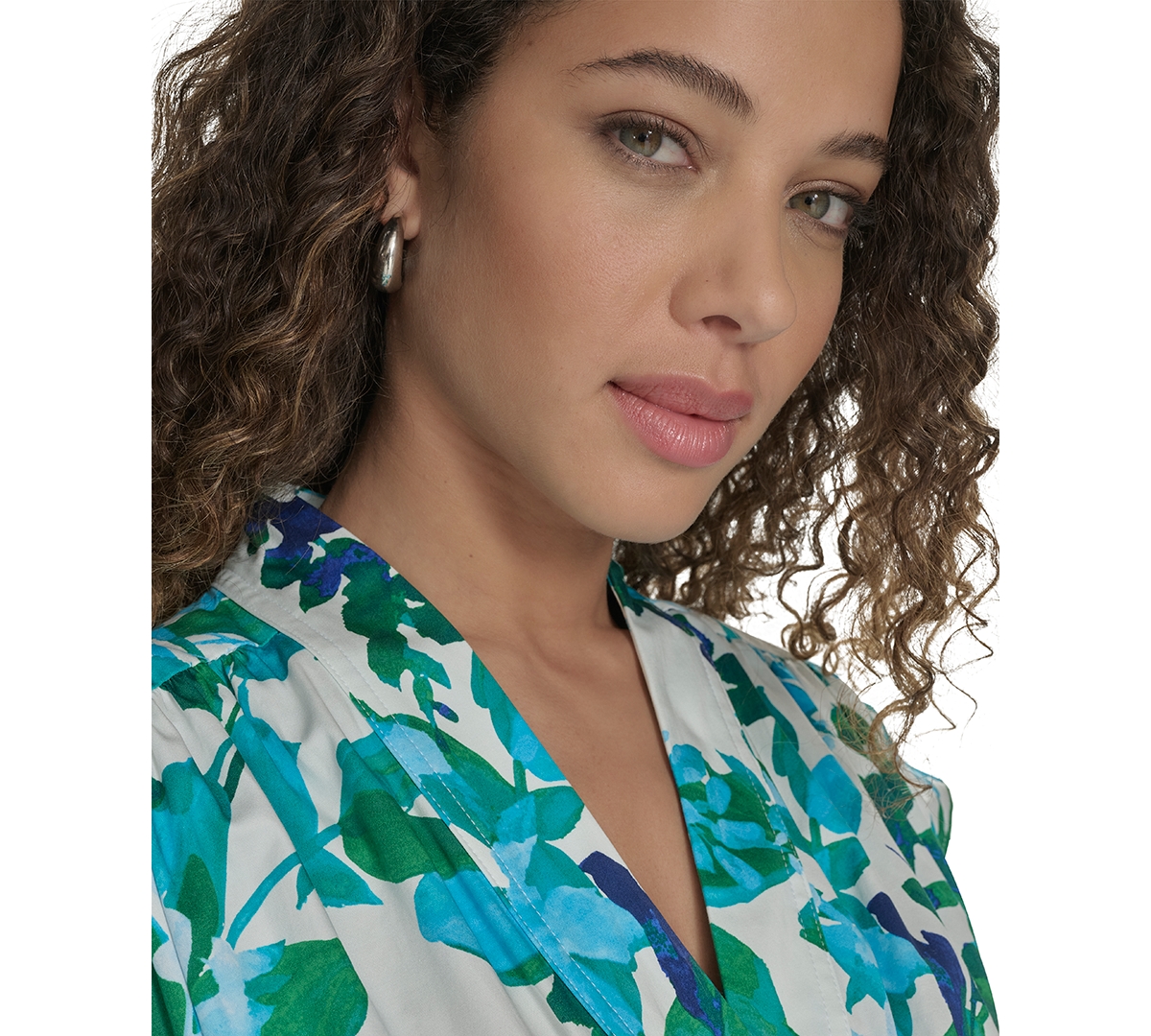 Calvin Klein Petite Floral-print Belted Midi Dress In Kelly Multi