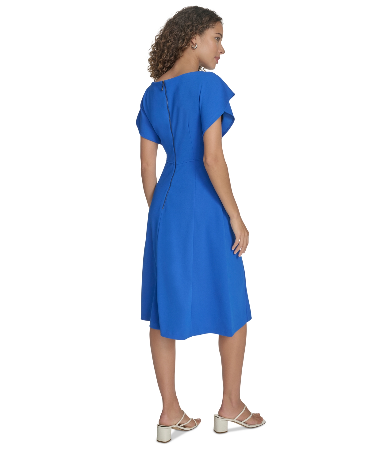 Calvin Klein Women's Flutter-sleeve A-line Midi Dress In Capri