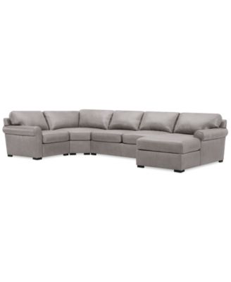 Radley Roll Arm 152" 4-Pc. Leather Wedge Corner Chaise Sectional