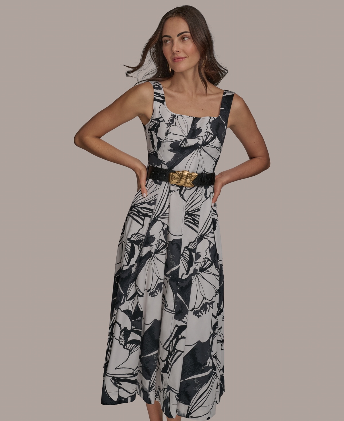 Donna Karan New York Sleeveless Fit-and-flare Maxi Dress In Black Pristine