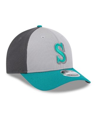 Men's Gray/Aqua Seattle Mariners 2025 Batting Practice 9FORTY M-Crown Adjustable Hat