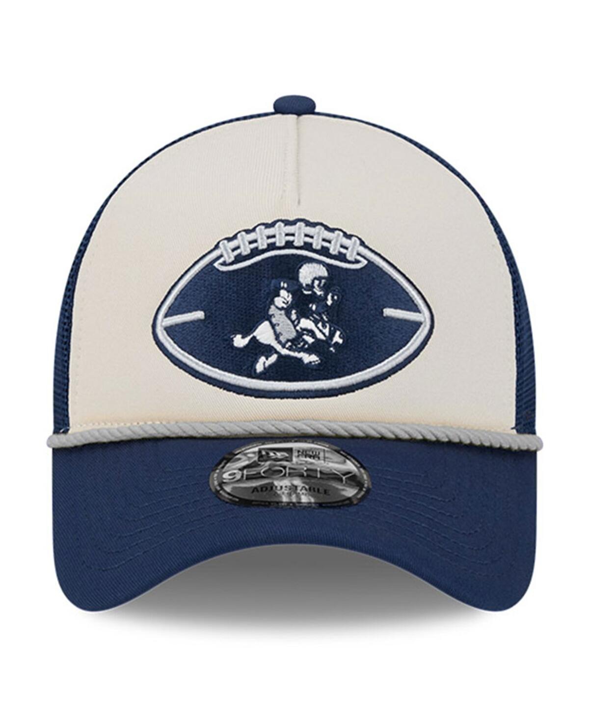 New Era Big Boys And Girls Stone/navy Dallas Cowboys 2024 Sideline Historic 9forty A-frame Trucker Adjustabl In Stone,navy