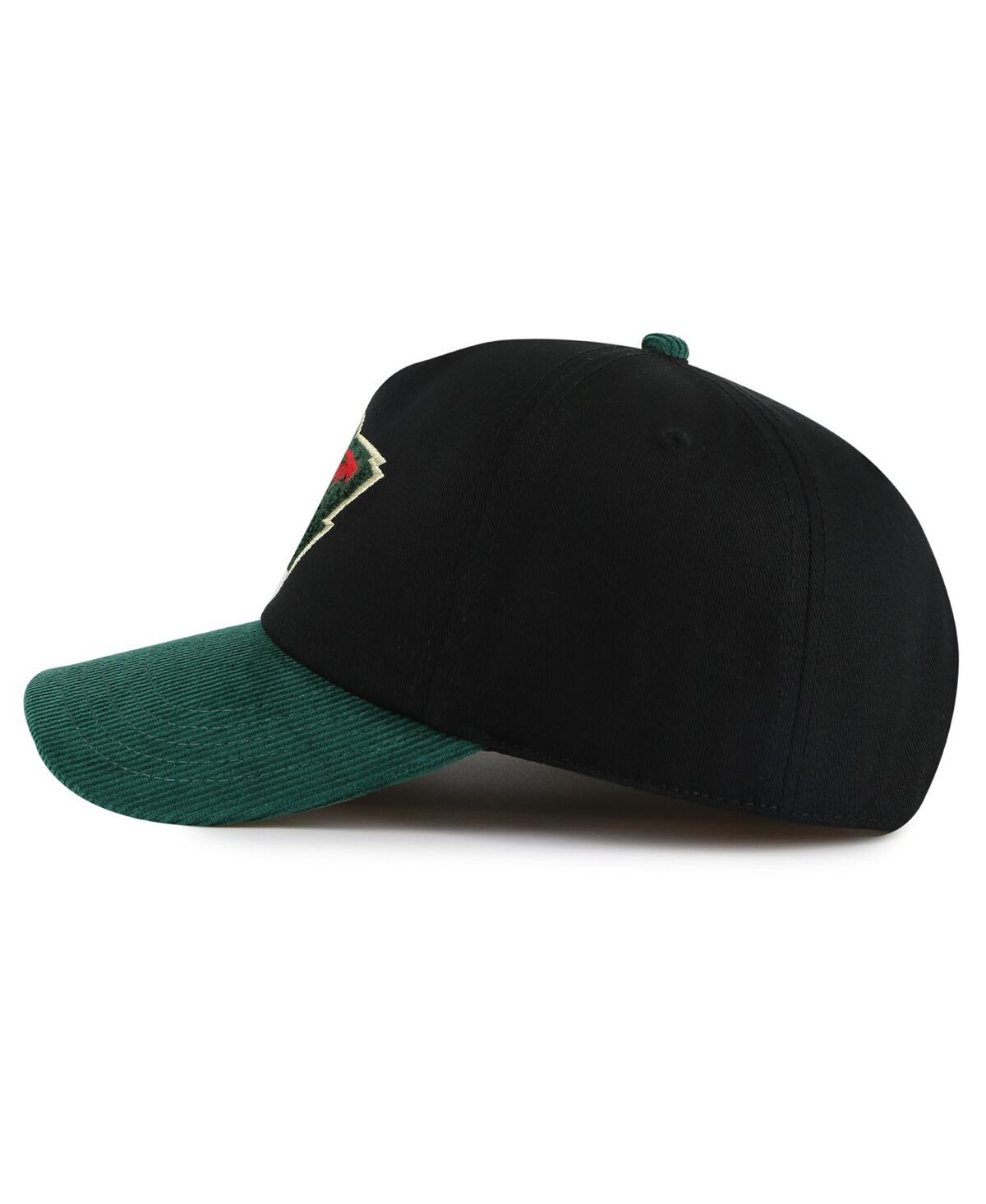 AMERICAN NEEDLE MEN'S BLACK/GREEN MINNESOTA WILD BURNETT ADJUSTABLE HAT 