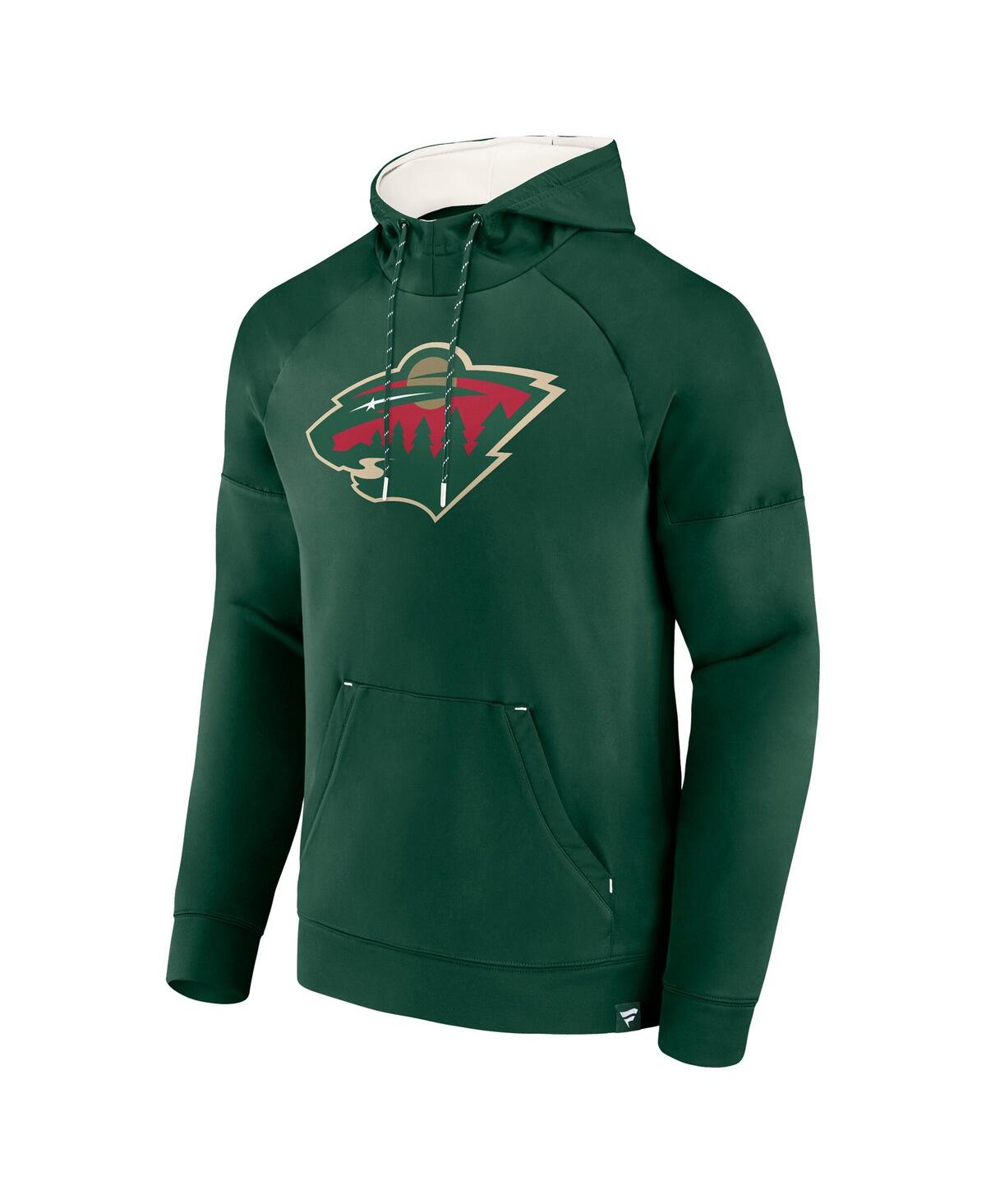 Fanatics Men's Green Minnesota Wild Iconic Defender Raglan Pullover Hoodie In Green