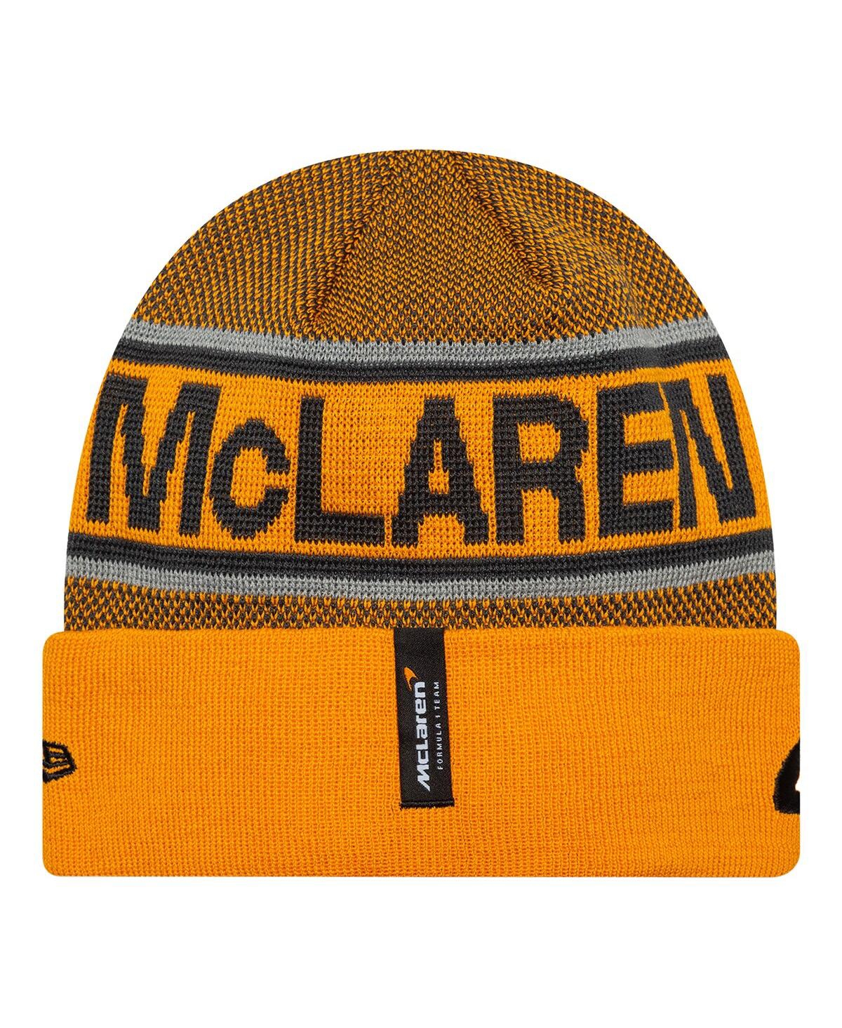 NEW ERA MEN'S LANDO NORRIS ORANGE/ANTHRACITE MCLAREN F1 TEAM 2025 REPLICA DRIVER CUFFED KNIT HAT 