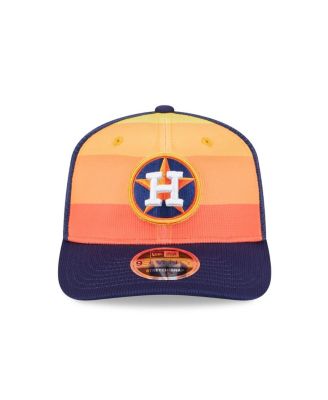 Men's Orange/Navy Houston Astros 2025 Batting Practice 9SEVENTY Stretch-Snap Trucker Hat