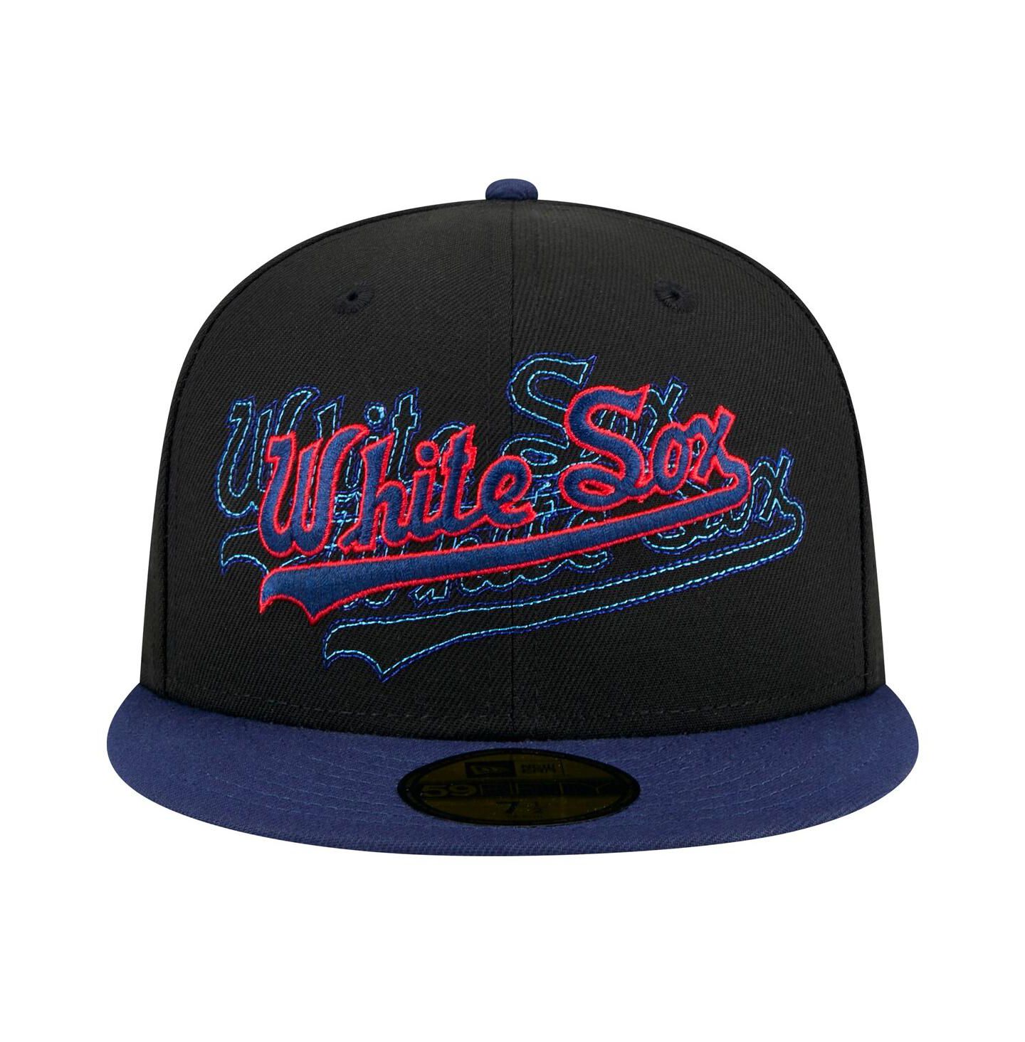 Мужская кепка New Era Black Chicago White Sox Shadow Stitch 59FIFTY Fitted Hat — фото 5