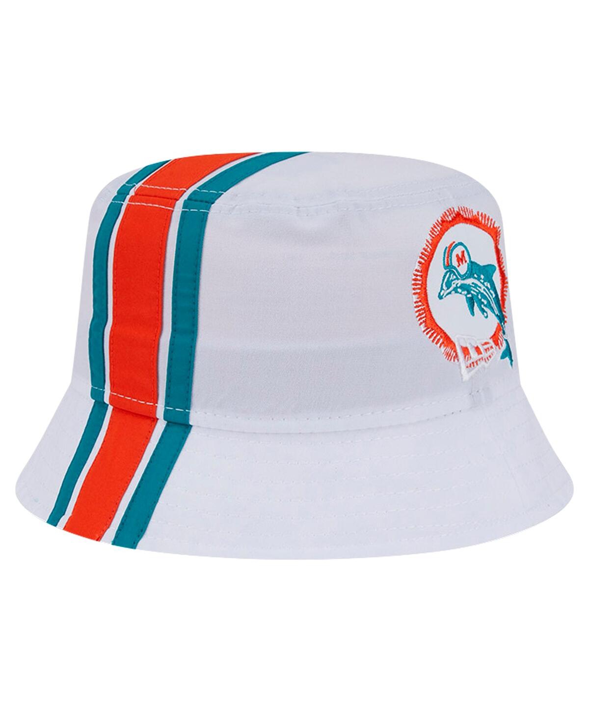 Shop New Era Men's White Miami Dolphins Helmet Bucket Hat In White,aqua