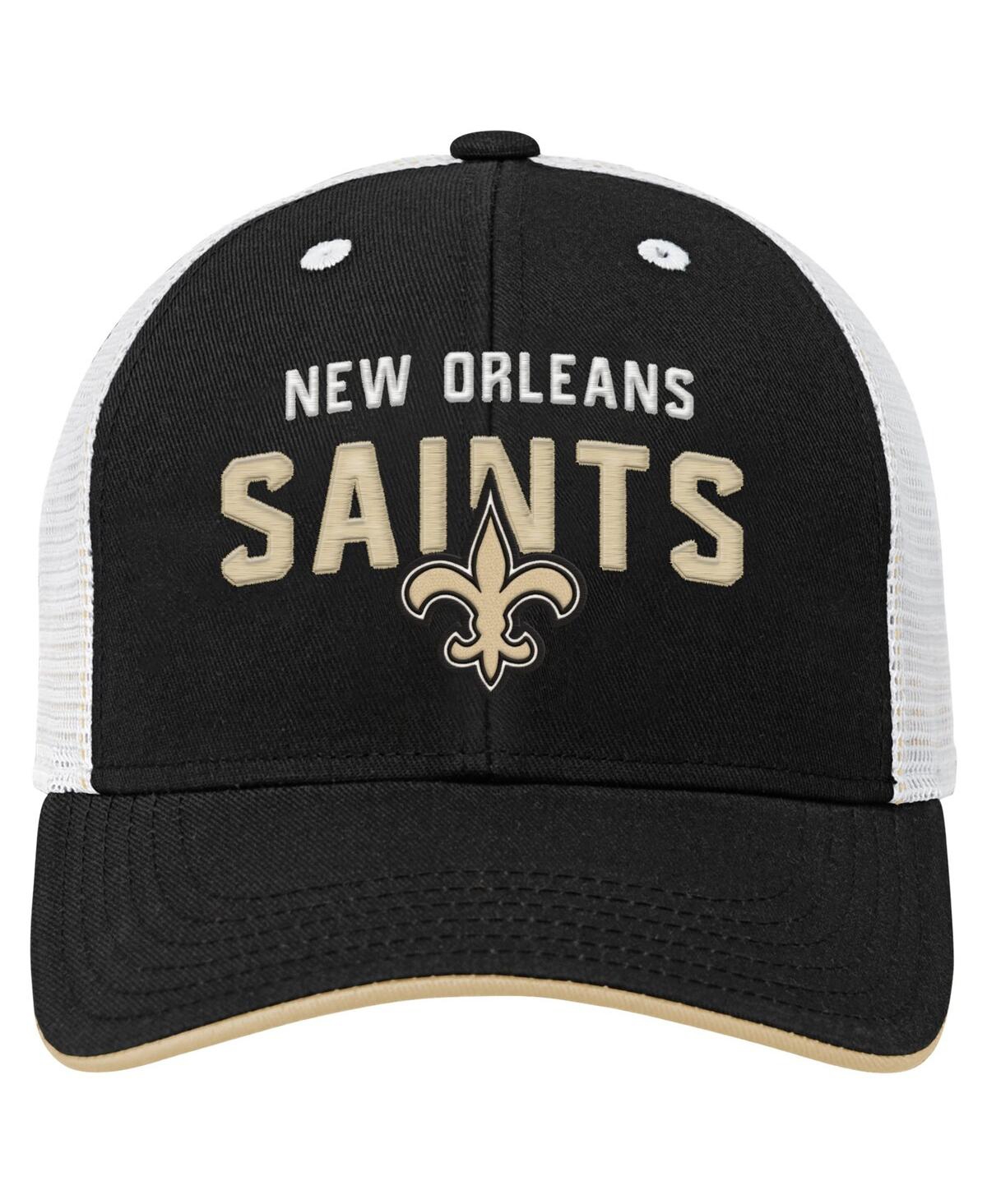 Outerstuff Big Boys And Girls Black New Orleans Saints Core Lockup Trucker Adjustable Hat In Black