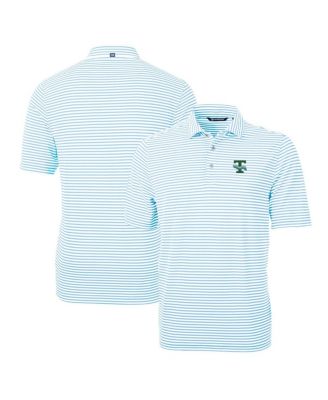 Cutter & Buck - Men's Light Blue Tulane Green Wave Throwback Logo Virtue Eco Pique Stripe Polo