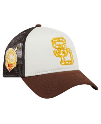 New Era - Men's White/Brown San Diego Padres Checkered Flag A-Frame Trucker 9FORTY Adjustable Hat