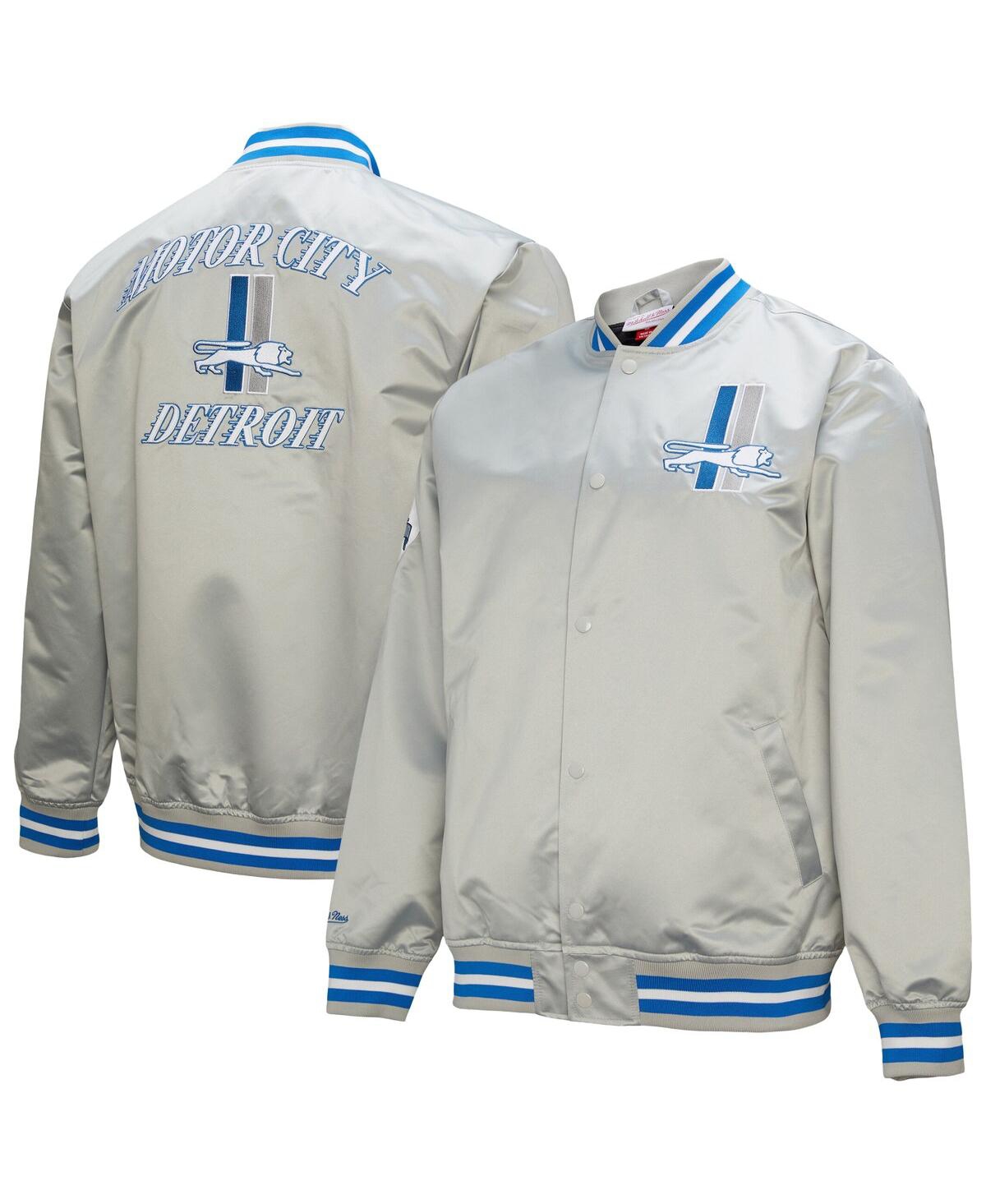 Men's Gray Detroit Lions Double Down Satin Full-Snap Jacket - Gray