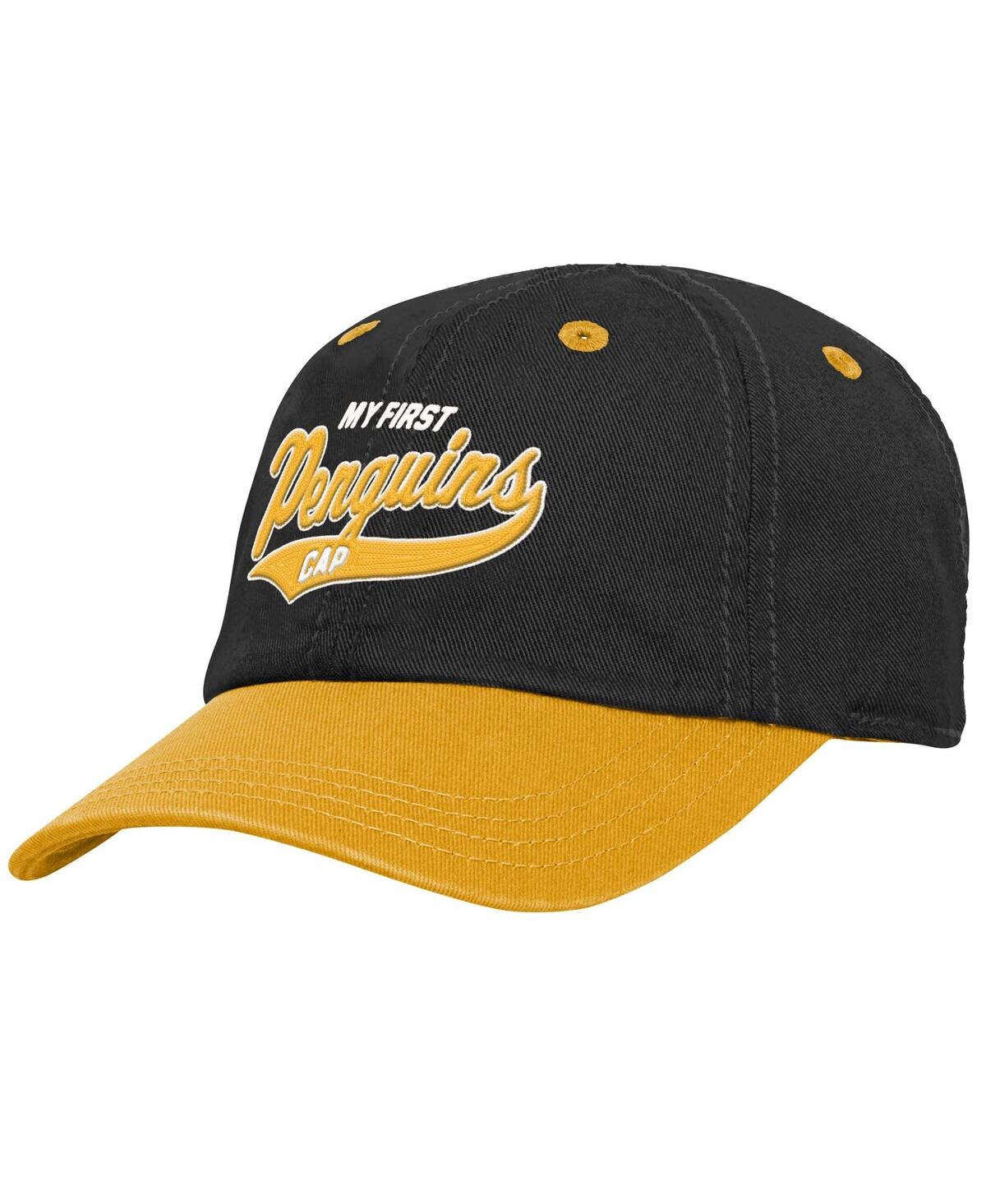 Outerstuff Baby Boys And Girls Black Pittsburgh Penguins My First Tail Sweep Slouch Flex Hat In Black