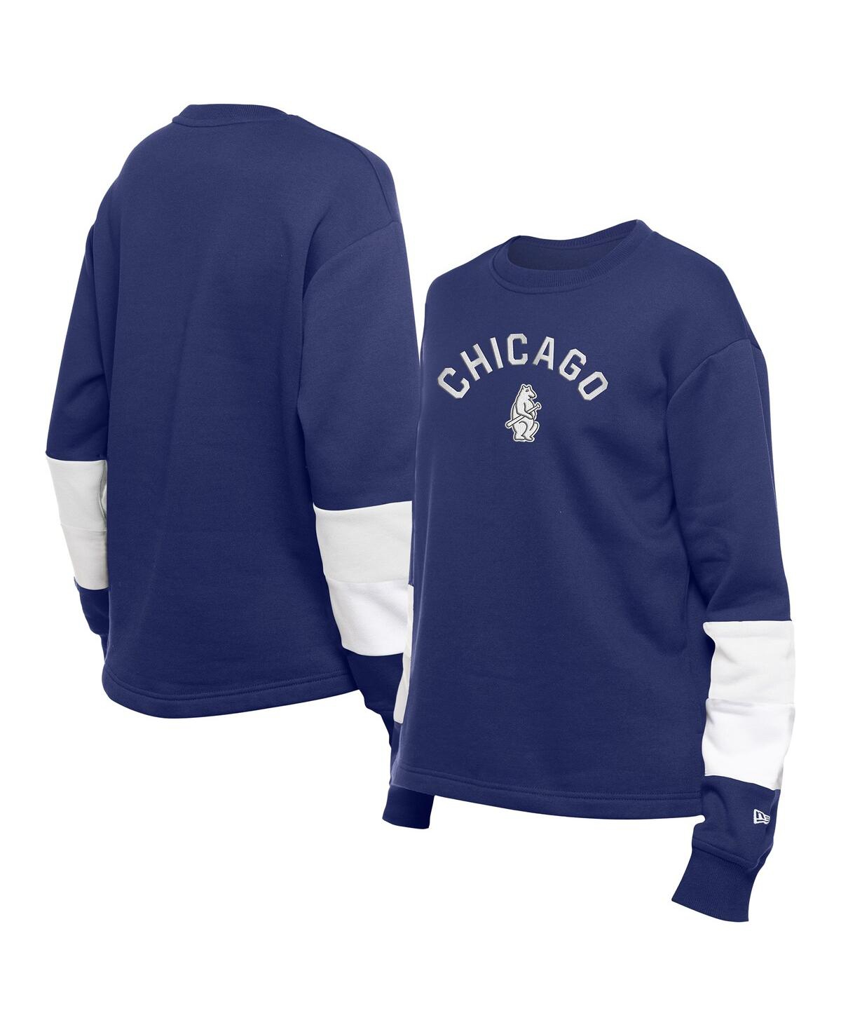 New Era Women's Navy Chicago Cubs Game Day Color Pullover Sweatshirt In Navy