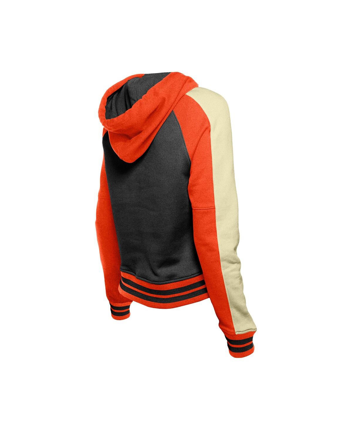 NEW ERA WOMEN'SÂ BLACK SAN FRANCISCO GIANTS COOPERSTOWN COLLECTION CROPPED RAGLAN PULLOVER HOODIE 
