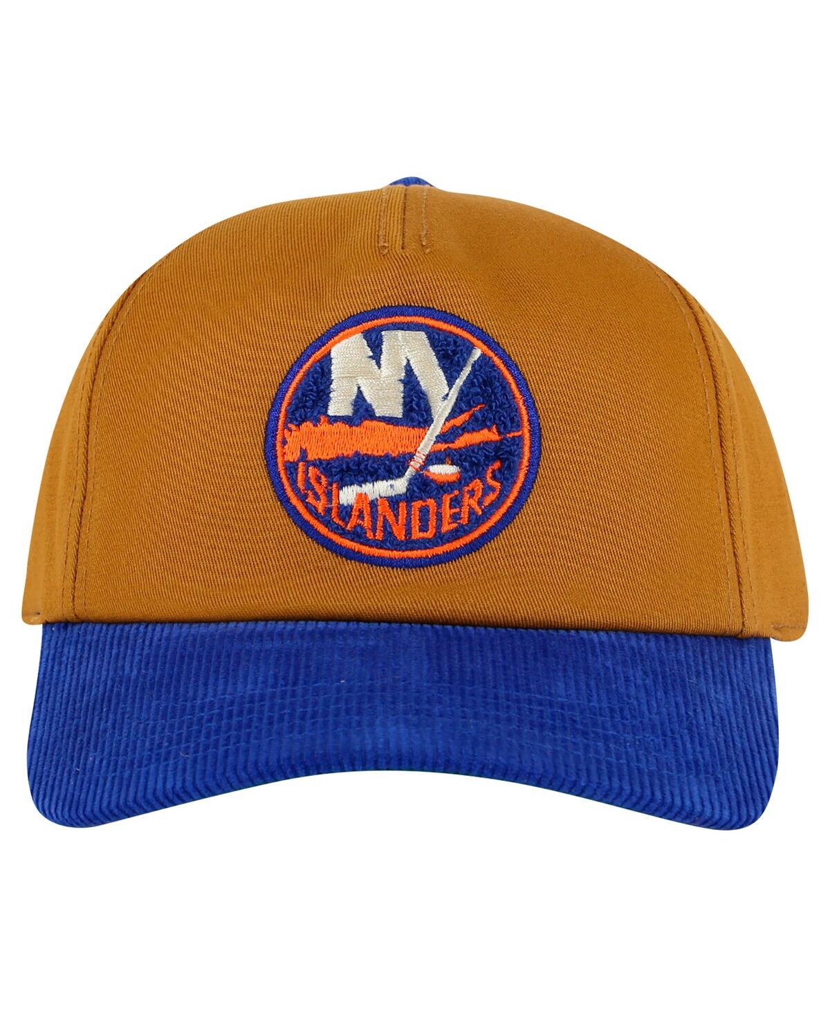 AMERICAN NEEDLE MEN'S TAN/ROYAL NEW YORK ISLANDERS BURNETT ADJUSTABLE HAT 