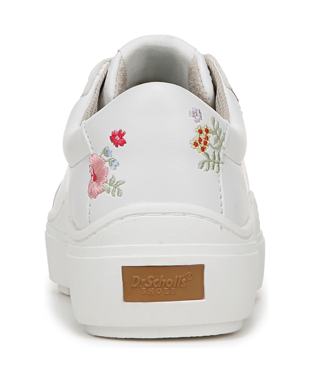 Shop Dr. Scholl's Women's Time Off Lace Up Platform Sneakers In White Floral Faux Leather