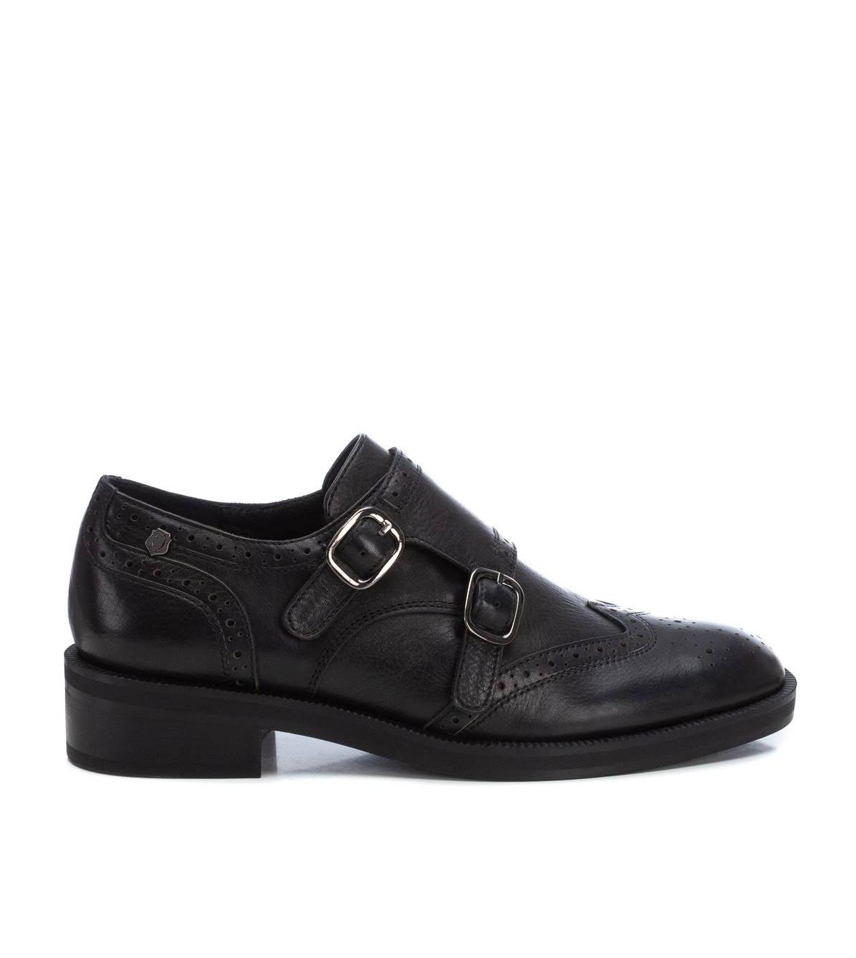 Carmela Leather Collection Women's Double Buckle Oxfords by Xti - Black