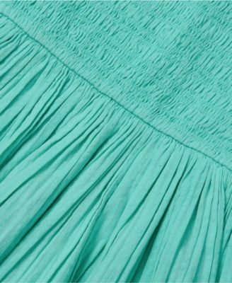 Girls Short Sleeve Smocked Woven Top