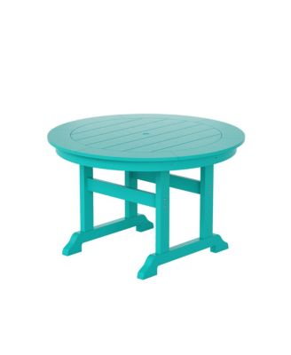 5-Piece HDPE Round Patio Dining Table Set with Foldable Chairs