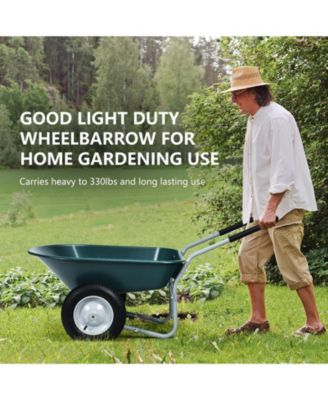 2-Tire Wheelbarrow Garden Cart Heavy-Duty Utility Dolly for Landscaping & Yard Work