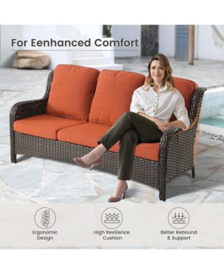 6 Pcs Outdoor Patio Furniture Set,High Back Sofa and Swivel Chairs Set