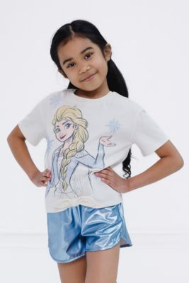 Little Girls Disney Queen Elsa T-Shirt and Shorts Outfit Set