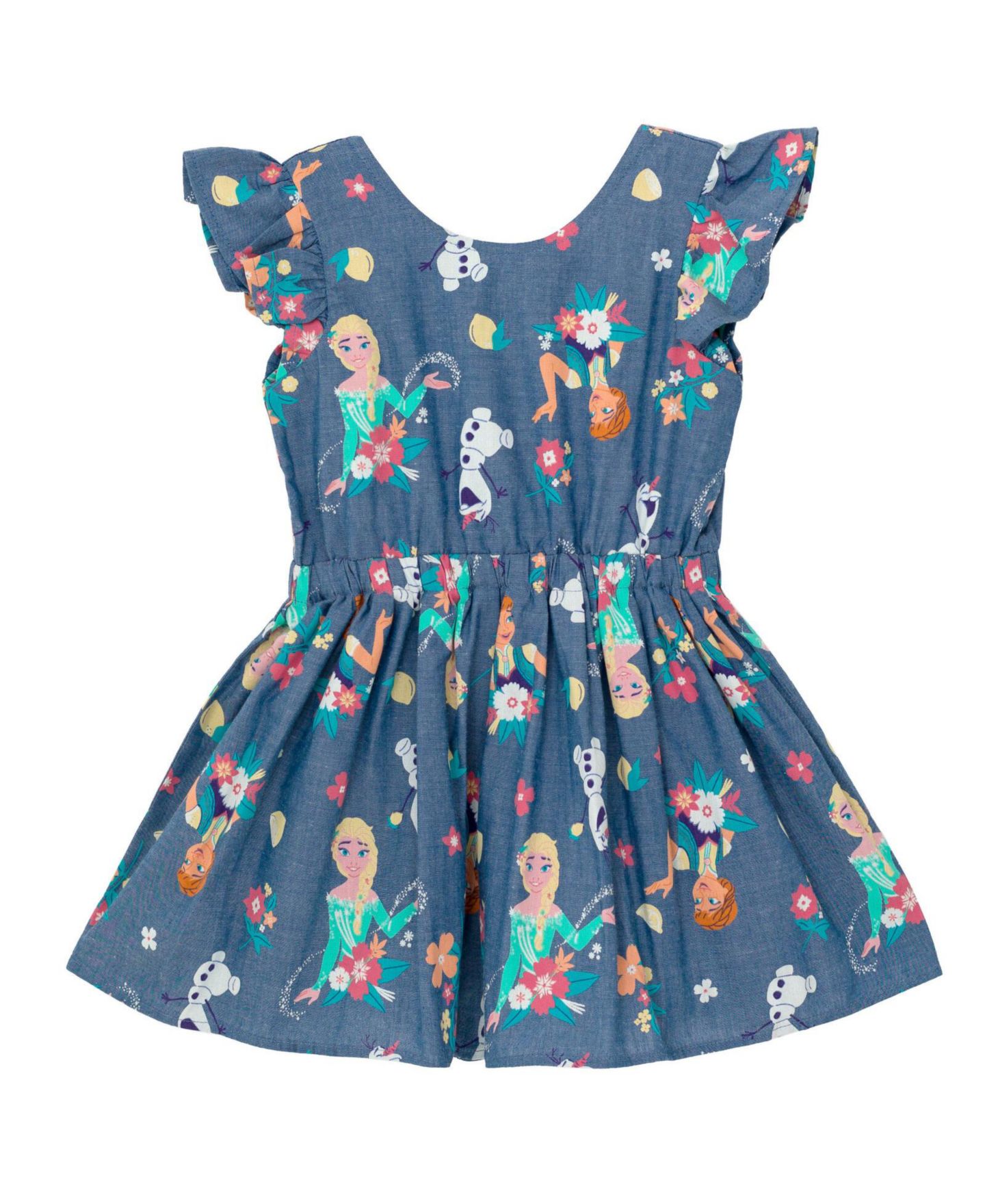 Платье Frozen Disney Minnie Mouse Mickey Mouse Daisy Lilo & Stitch Princess Belle Ariel Chambray Skater Dress to для девочек, цвет: Синий — фото 1