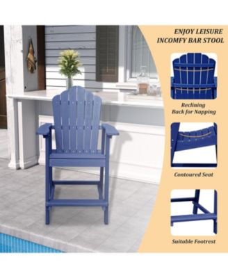 Tall Adirondack Chair with Bar Table Patio Chairs Outdoor Adirondack Barstool Outdoor Furniture Set Balcony Chairs for Lawn Backyard Garden, Blue