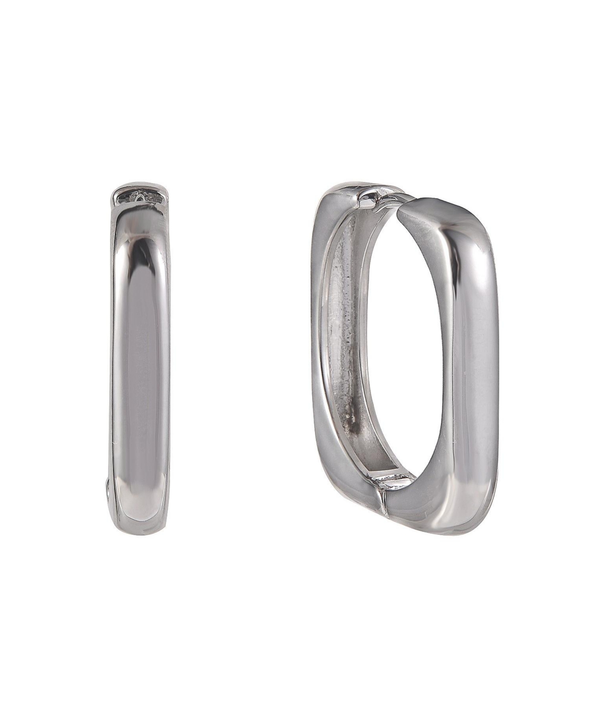 Silver Tone Square Clickit Hoop Earrings - Silver