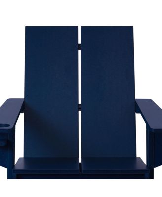 Outdoor HDPE Modern Adirondack Chair with Cup Holder (Set of 2)