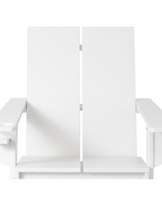 Outdoor HDPE Modern Adirondack Chair with Cup Holder Set of 2